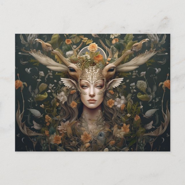 Nordic Retro Pagan Artistic Postcard Vykort (Framsida)