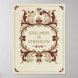 Nordic Rosemaling Poster, “Stillness is Strength”  Poster
