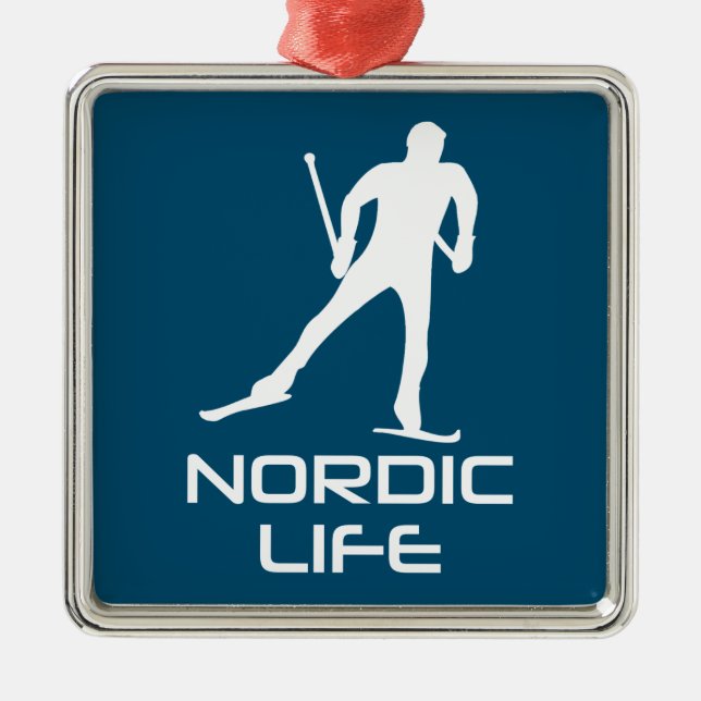 Nordic Skiing Life Julgransprydnad Metall (Framsidan)