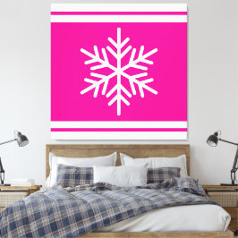 Nordic Snowflake Peppermynt Rosa White Rand Canvastryck