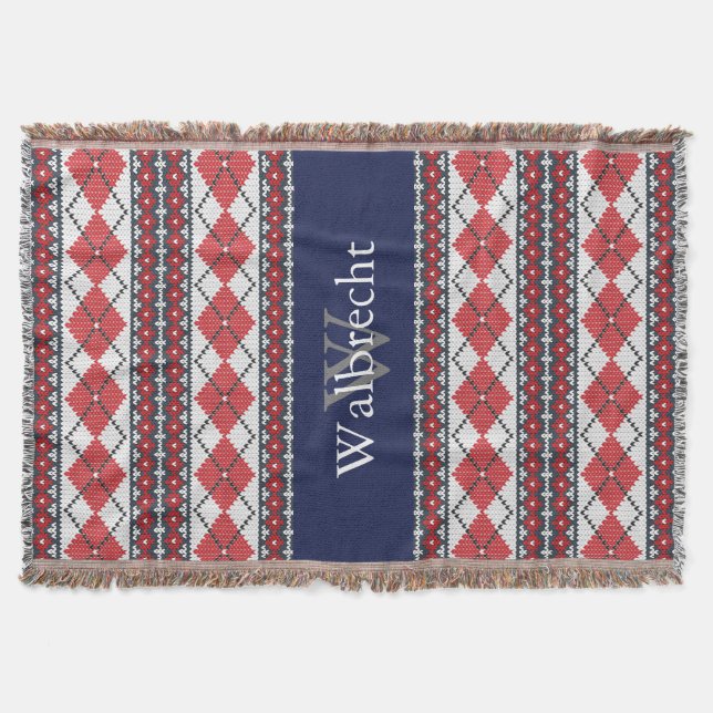 Nordic Stil Fair Isle Argyle Red and Blue Mysfilt (Framsidan)