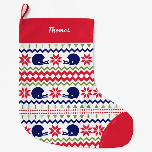 Nordic Style Football Helmut Pattern Christmas Stor Julstrumpa (Framsidan)