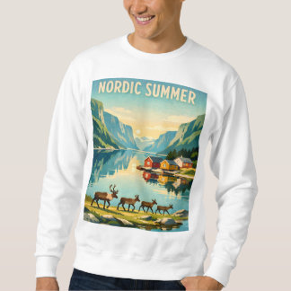 Nordic Summer – Vintage Scandinavian Fjord Travel Lång Ärmad Tröja