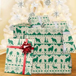 Nordic Sweater Grönt Winter Animals Creamy Beige Presentpapper