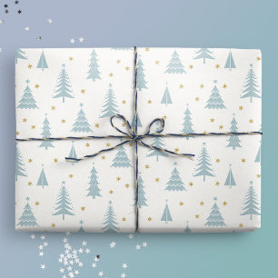 Nordic Teal Julgranar White Presentpapper