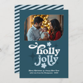 Nordic Twilight Modern Blue Christmas Photo Julkort