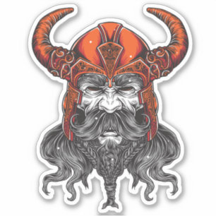 Nordic Valhalla Viking Illustration Art Klistermärken