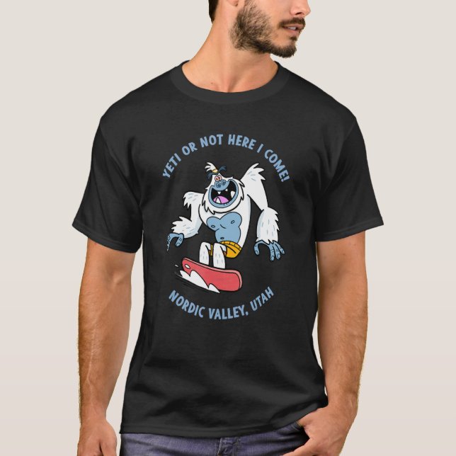 Nordic Valley Utah Yeti Snowboarding Vacation Kids T Shirt (Framsida)