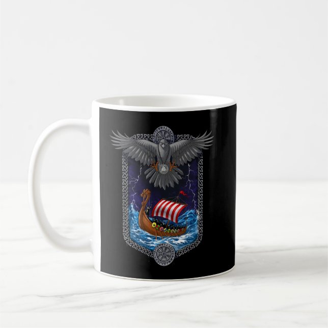 Nordic Viking Frakt Raven Kaffemugg (Vänster)