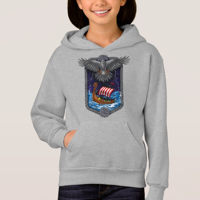 Nordic Viking Frakt Raven T Shirt (Framsida)