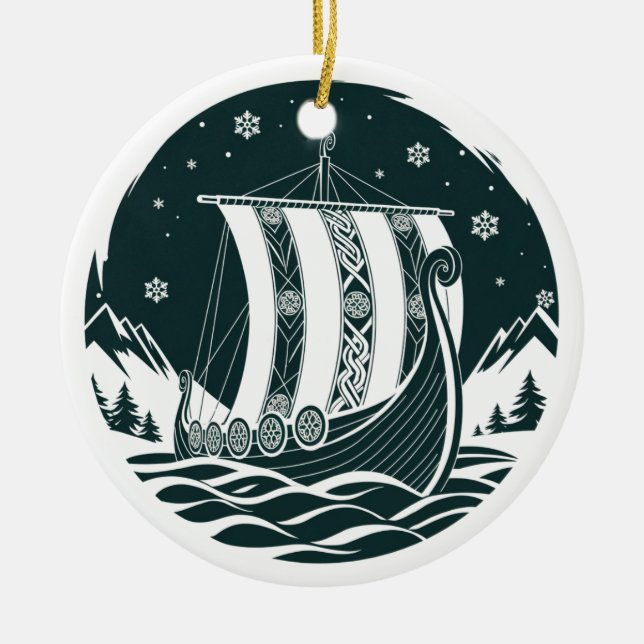 Nordic Viking Longship Christmas Ornament (Framsidan)