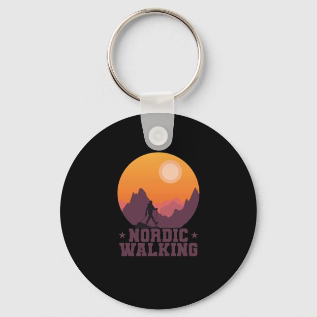Nordic Walking Berge Sonnenuntergang Nyckelring (Framsida)