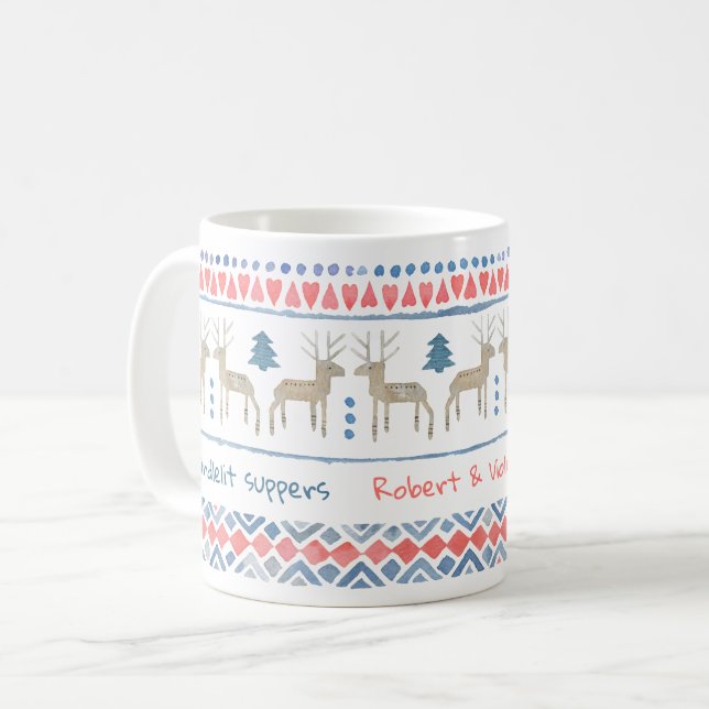 Nordic Woodland med Anpassningsbar Text & Namn Kaffemugg (Framsida vänster)
