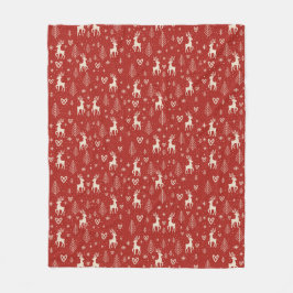 Nordic Yuletide Reindeer Fleecefilt