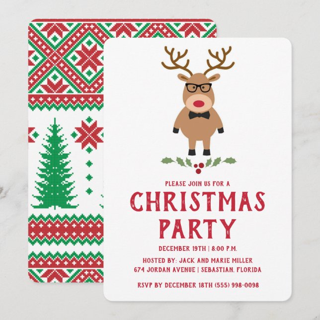 Nördig Ren Julfest Inbjudan (Fram/baksida)
