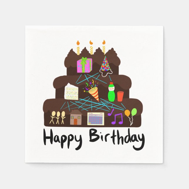 Nördigt neuronnätverk för födelsedagar pappersservett (Framsidan)