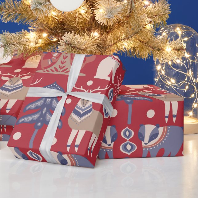 Nordikt jul skandinavisk hjort presentpapper (Helgdagar)