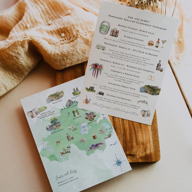 Nordirland | Bröllop Karta Itinerary Inbjudningar (Skapare uppladdad)