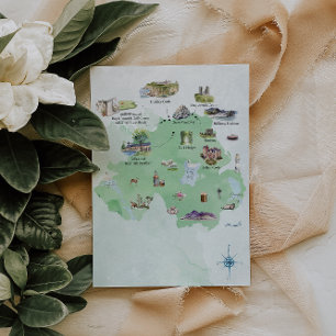 Nordirland   Bröllop Karta Itinerary Inbjudningar