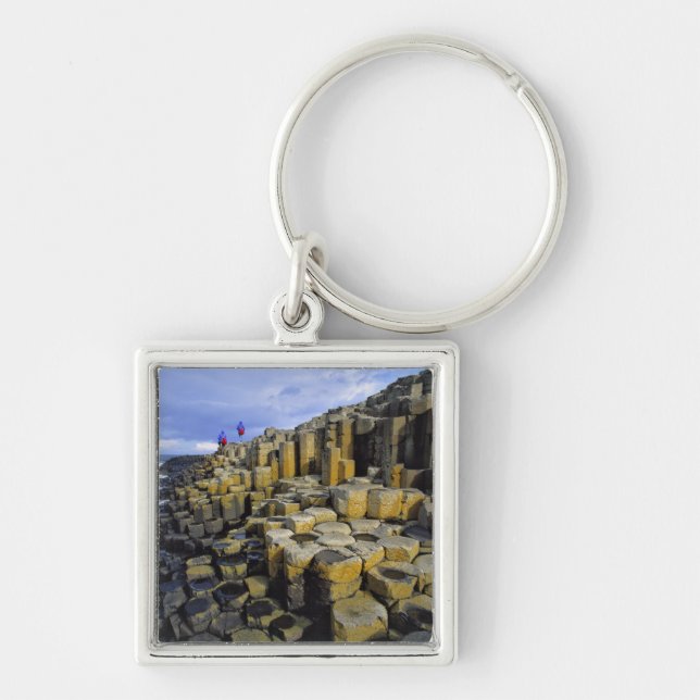 Nordirland, County Antrim, Giant's Fyrkantig Silverfärgad Nyckelring (Framsidan)