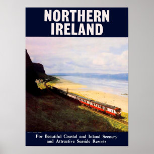 Nordirland, järnvägen tåg vid kusten poster