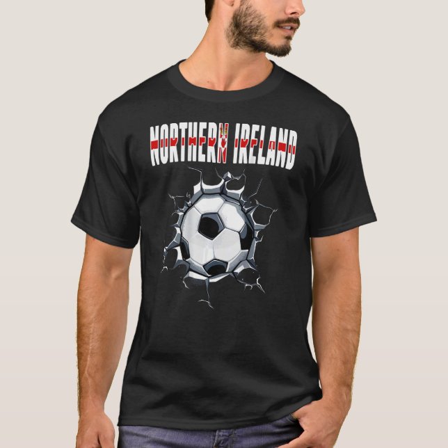 Nordirlands fotbollsspelare - Fläkt i krackat skic T Shirt (Framsida)