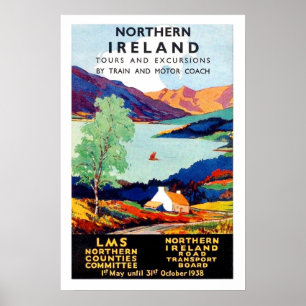 Nordirlands landskapsturism, vintage resor poster