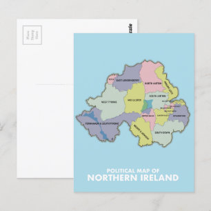 Nordirlands politiska Karta. Vykort