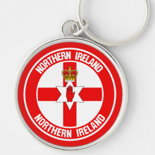 Nordirlands Round Emblem Rund Silverfärgad Nyckelring