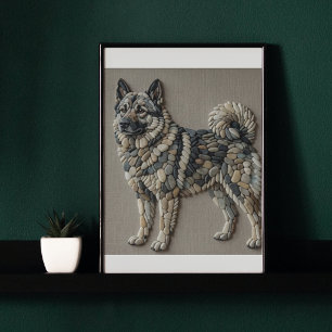 Nordisk älghund Natural Pebble Stone Mosaik Vägg Poster