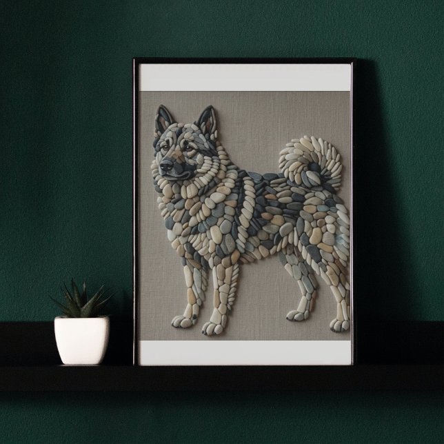 Nordisk älghund Natural Pebble Stone Mosaik Vägg   Poster (Skapare uppladdad)