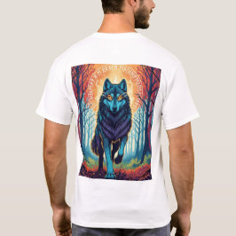 Nordisk ande Varg T-Shirt med Runor och Skog