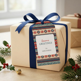 Nordisk Fair Isle julpresentkort Presentetikett