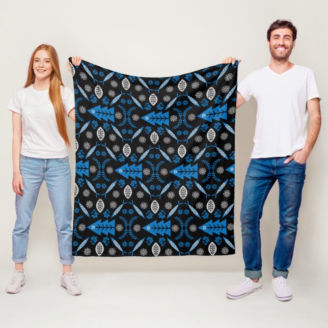 Nordisk folkart fisk fleecefilt (På plats)
