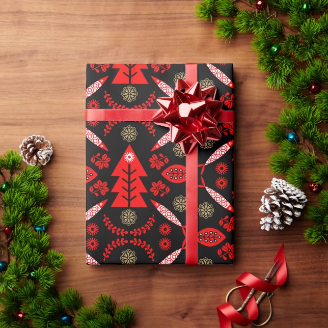 Nordisk folkart fisk presentpapper (Julgåva)