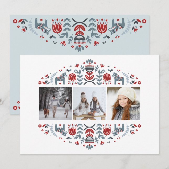 Nordisk folkart | Jul-Helgdagar - multifoto Julkort (Fram/baksida)