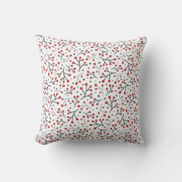 Nordisk folkart Red Blue Berries och Grenar Kudde