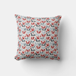 Nordisk folkart Red Blue Birds and Flowers Kudde