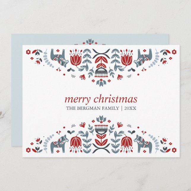 Nordisk Folkkonst | Dalahäst Julhelgdag Julkort (Fram/baksida)