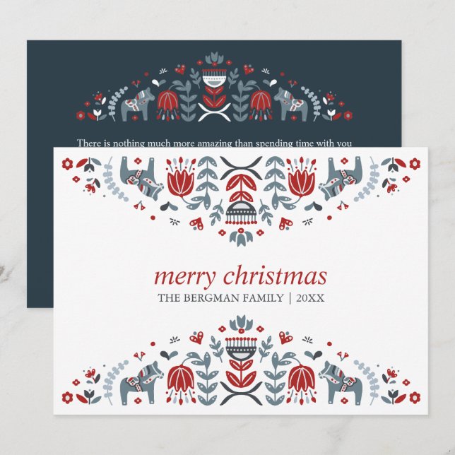 Nordisk Folkkonst | Dalahäst Julhelgdagarna Julkort (Fram/baksida)