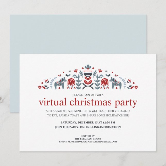 Nordisk Folkkonst Dalahäst Virtuell Julfest Julkort (Fram/baksida)