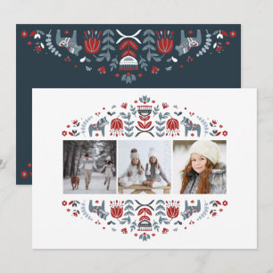 Nordisk Folkkonst Julhelg Multi Foto Julkort