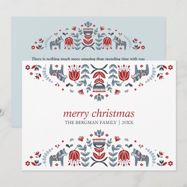 Nordisk Folkonst | Dalahäst Jul Firande Julkort (Fram/baksida)