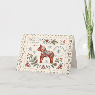 Nordisk God Jul   Svensk Dalahäst Jul Helgkort