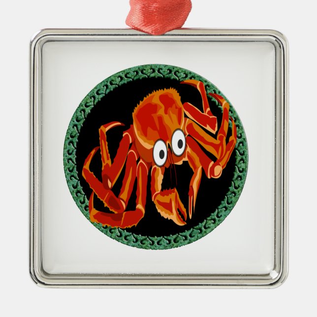 Nordisk havsvik orange kung krabba julgransprydnad metall (Framsidan)
