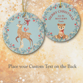 Nordisk Hjort och Björnkranssefterjul Julgransprydnad Keramik