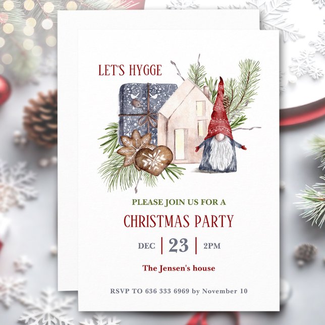 Nordisk Hygge Vinterjulfest - inbjudan (Nordic Hygge Winter Christmas Party Invitation)