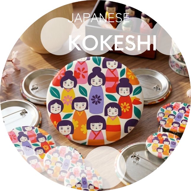 Nordisk-Japansk Illustration –KOKESHI Knapp (Skapare uppladdad)