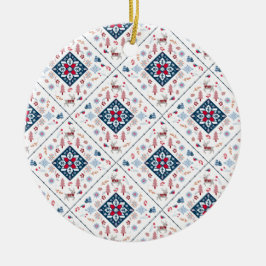 Nordisk jul Mönster, Snöflingor och renar Julgransprydnad Keramik