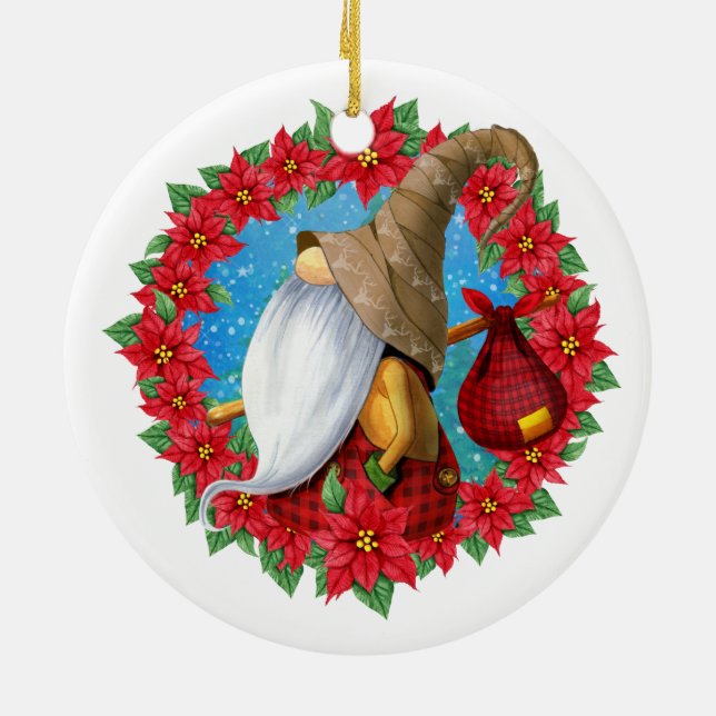 Nordisk jul Tomte Foto Julgransprydnad Keramik (Baksidan)